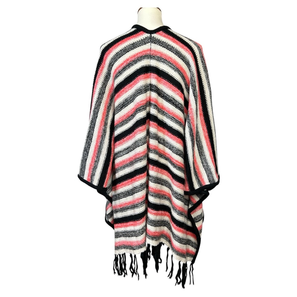 Kensie Womens OS Striped Multicolor Knit Shawl Oversized Fringed Office Wear - Picture 2 of 8